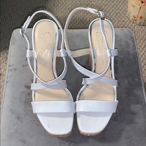 Jessica Simpson White Wedges